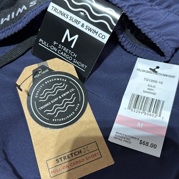 Trunks & Swim Co. Lined,elastic drawstring waist, pockets,stretch pull on cargo - Picture 7 of 7